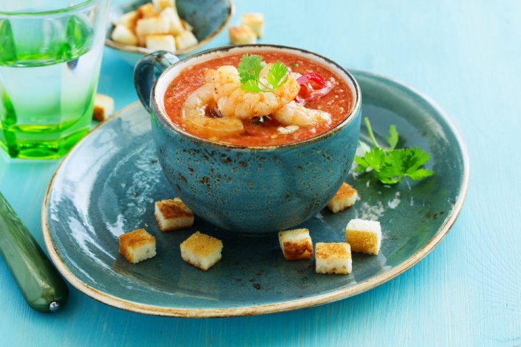 Суп гаспачо с креветками