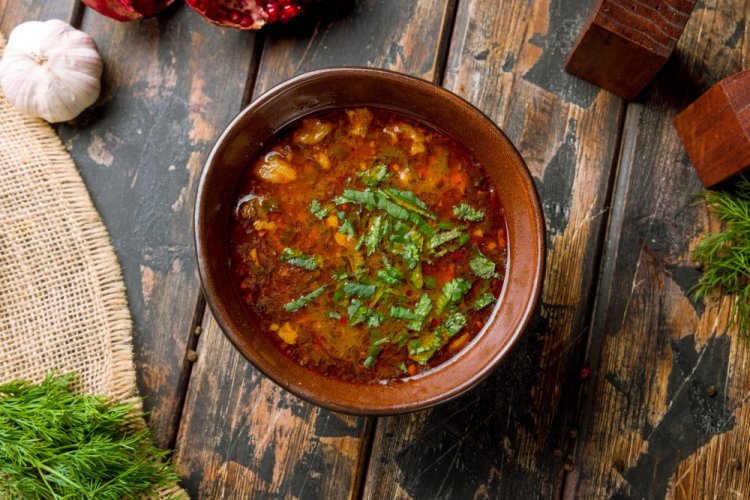 Суп харчо с соусом ткемали на зиму