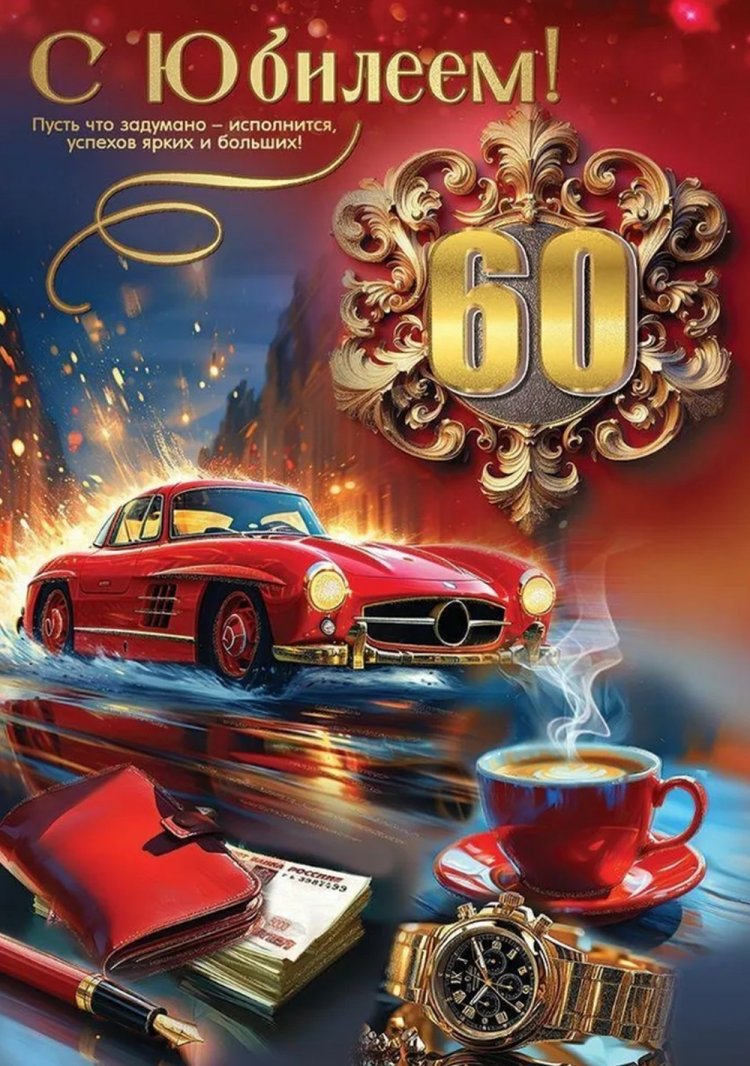 Открытки и картинки с юбилеем 60 лет для коллеги-мужчины