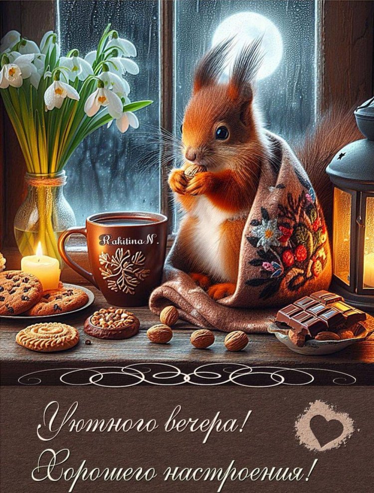 Прикольные осенние открытки «Добрый вечер!»