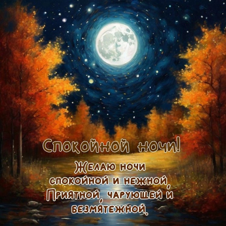 Осенние открытки «Спокойной ночи!» для женщины