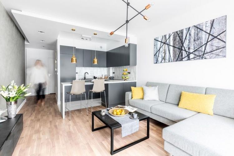 Кухня-гостиная в стиле минимализм - Дизайн интерьера