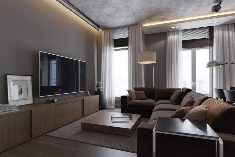 Дизайн интерьера гостиной в стиле минимализм - фото 