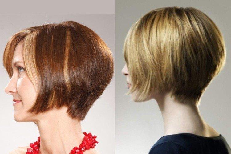 Градуированное каре на ножке на средние волосы