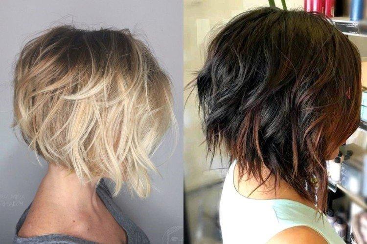 Градуированное каре на волнистые волосы 