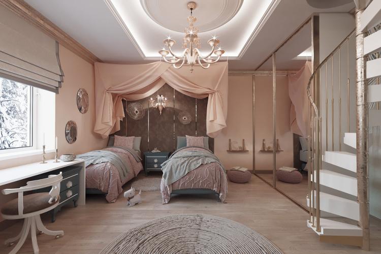 Интерьер детской комнаты для двух девочек