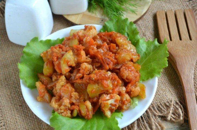 Тушеная цветная капуста с овощами - Как приготовить цветную капусту рецепты