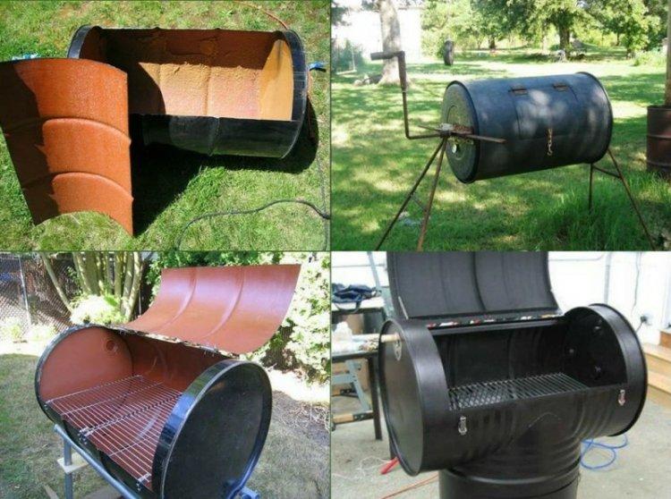 Мангал из металлической бочки своими руками