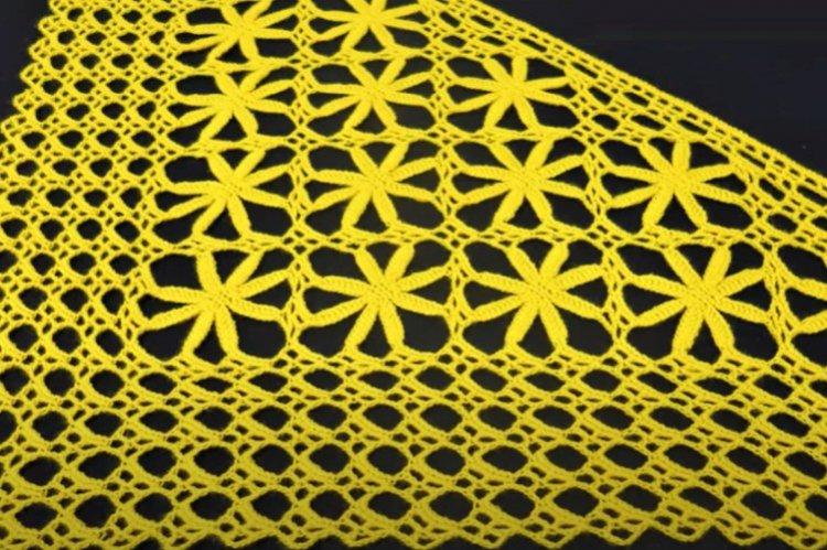 Шаль с ромашками - Как связать шаль крючком