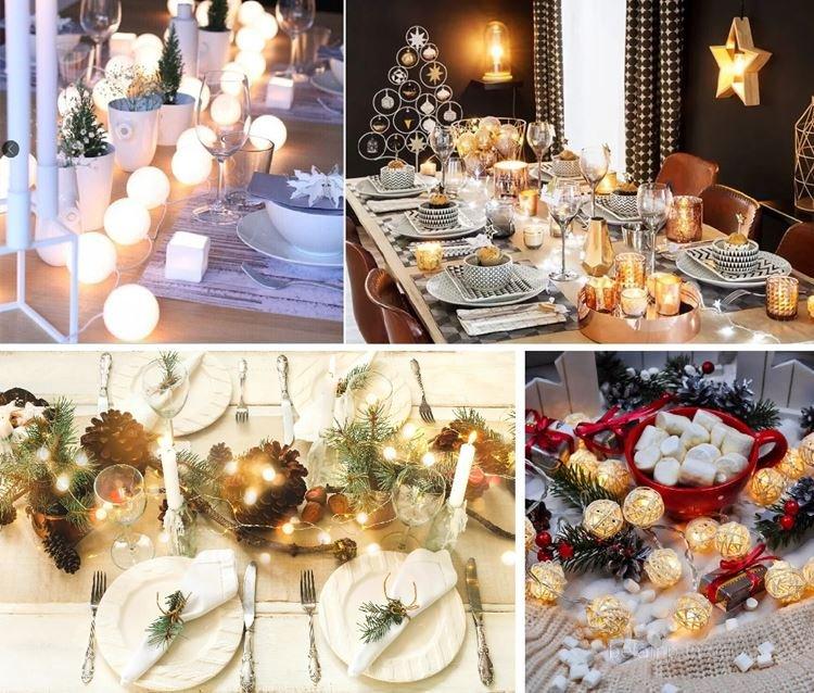 Гирлянды на новогоднем столе - Как украсить стол на Новый год 2021
