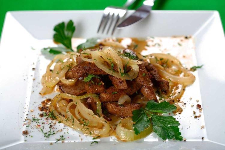 Куриная печень с медовым луком - Как приготовить куриную печень