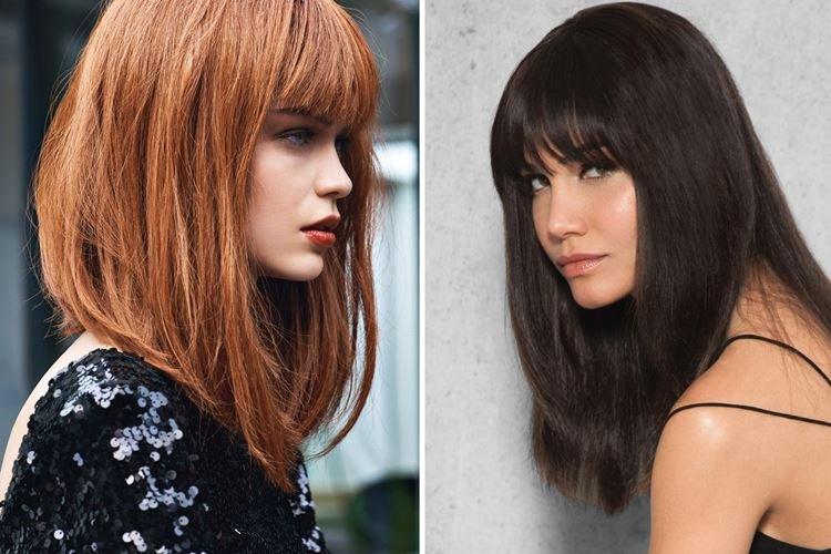 Каре с челкой на длинные волосы