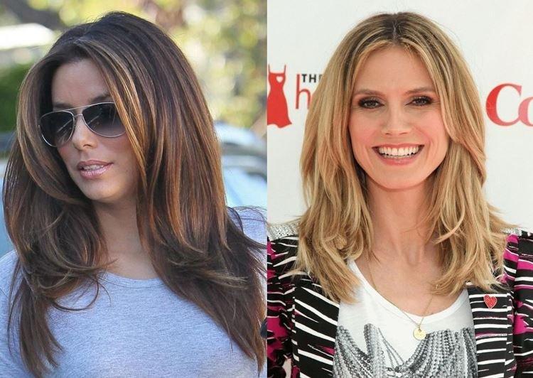 Каскад без челки на прямые средние волосы