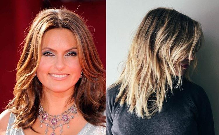 Каскад без челки на волнистые средние волосы