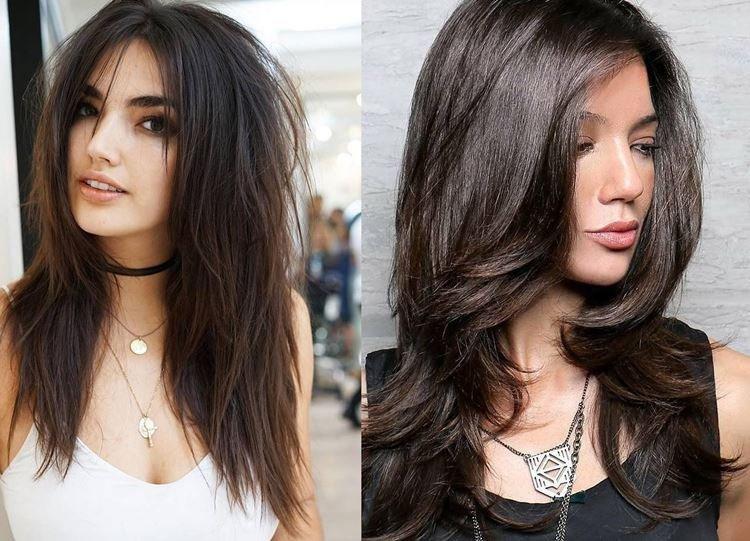 Рваный каскад на средние волосы без челки