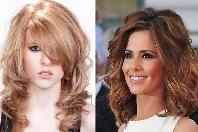 Каскад на волнистые волосы с челкой