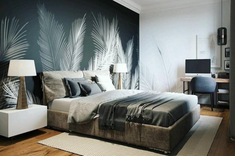 Акцентная стена в спальне - Комбинирование обоев в спальне
