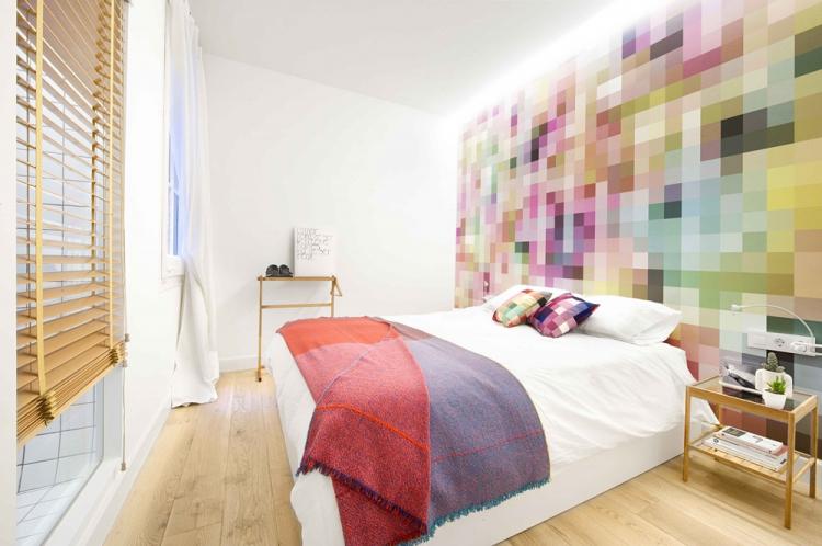 Акцентная стена в спальне - Комбинирование обоев в спальне