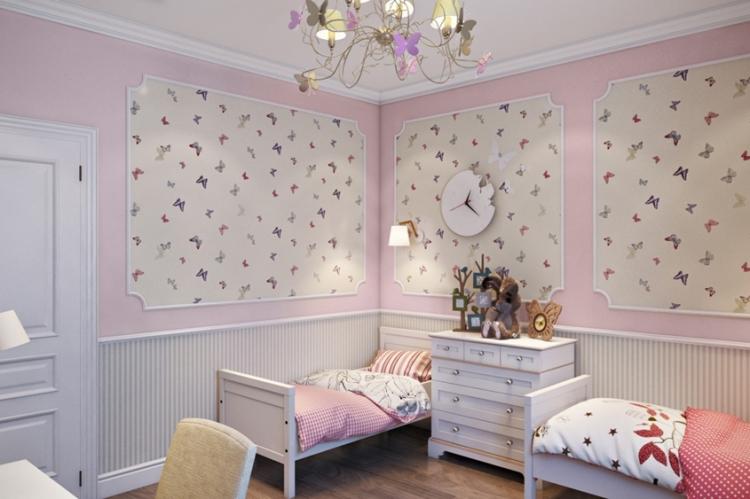 Горизонтальное комбинирование обоев в спальне