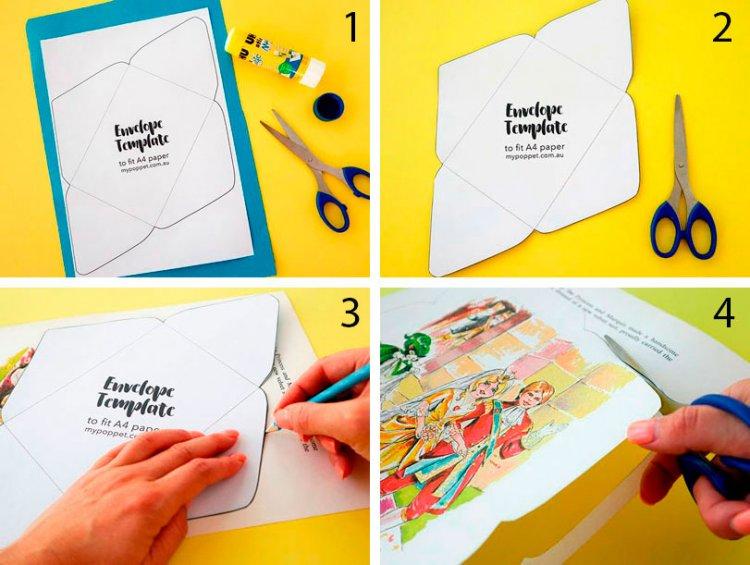 Конверт по шаблону - как сделать конверт из бумаги А4