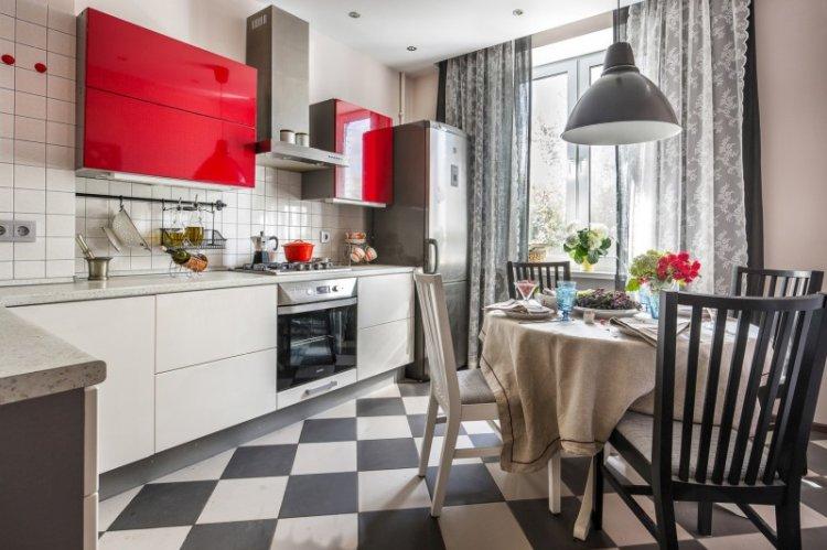 Красный цвет в интерьере кухни - фото