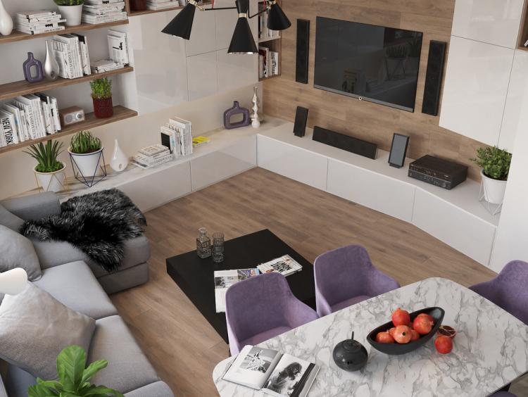 Кухня-гостиная «Achromatic & Color» - дизайн интерьера