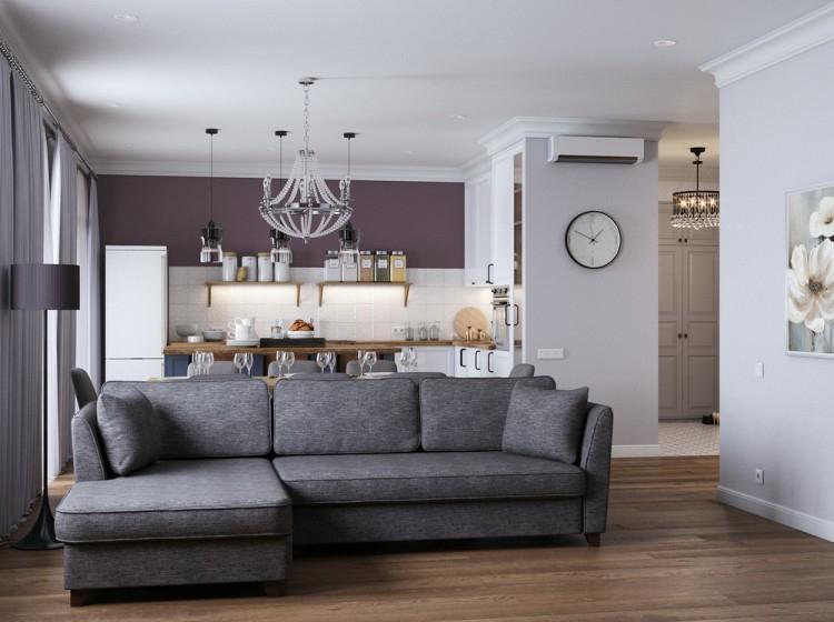 Дизайн кухни-гостиной «Красота в простоте»