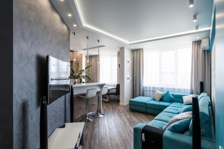 Интерьер кухни-гостиной «Turquoise Breeze»