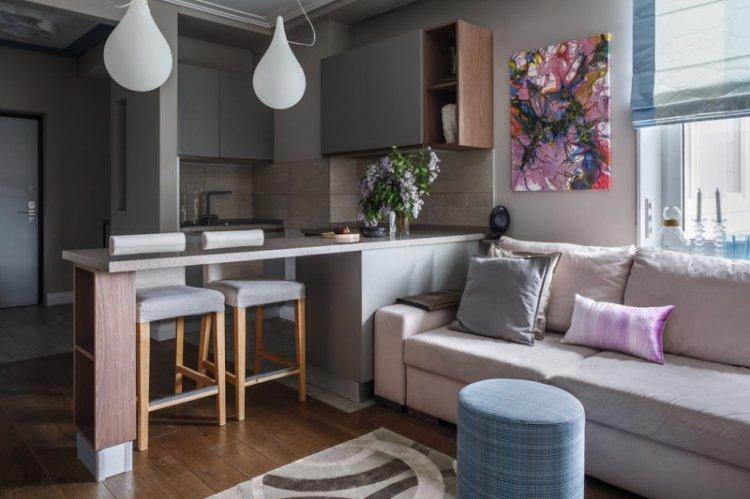 Дизайн кухни-гостиной в современном стиле - фото