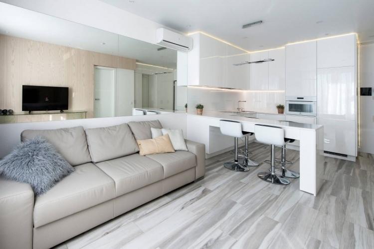 Дизайн кухни-гостиной в современном стиле - фото