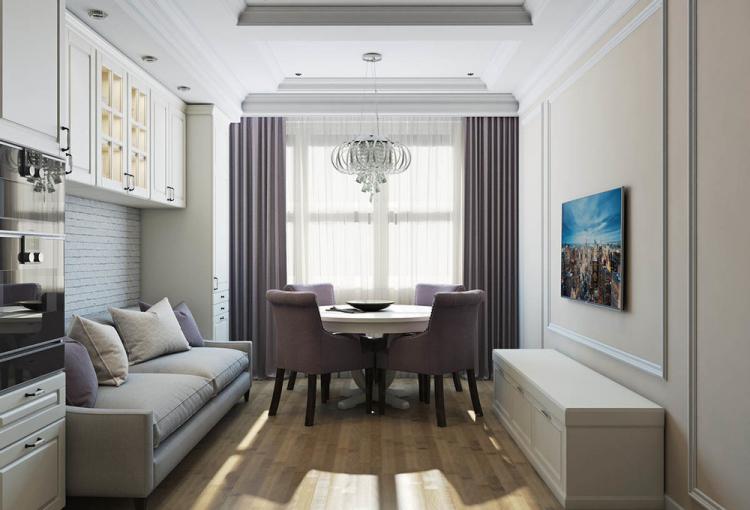 Кухня-гостиная в стиле современная классика - дизайн интерьера