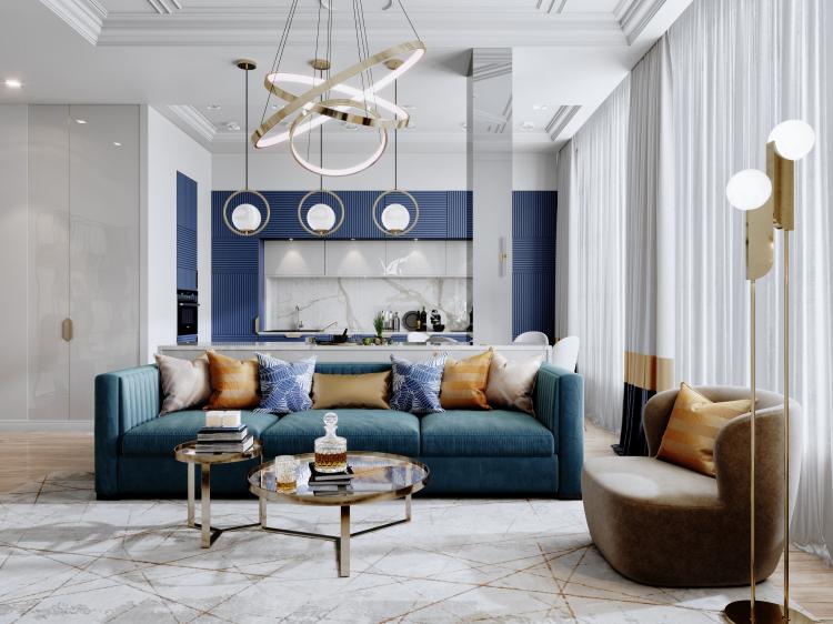 Дизайн квартиры «Мерцание моря», ЖК Скай Форт