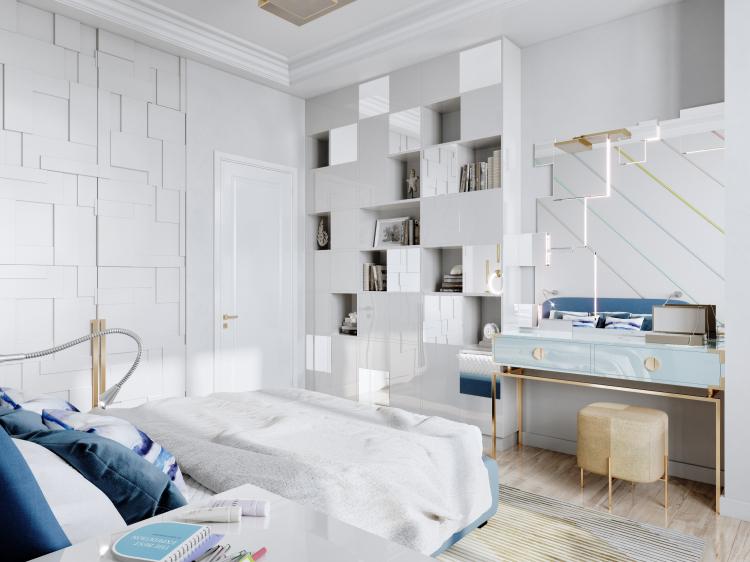 Дизайн квартиры «Мерцание моря», ЖК Скай Форт