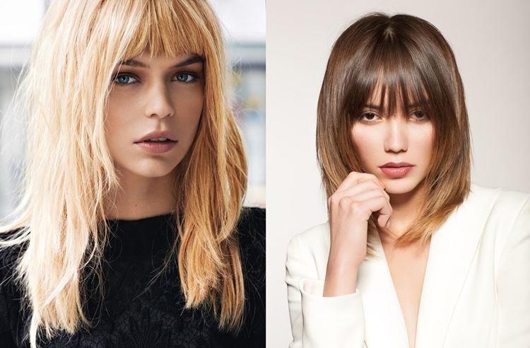 Плавная лесенка на средние волосы с челкой