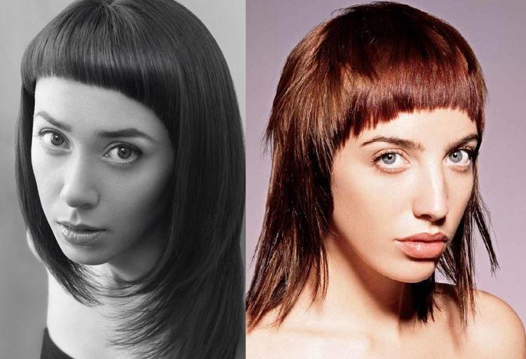 Лесенка на средние волосы с короткой челкой