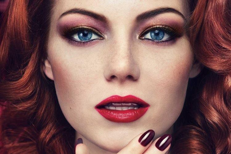 Макияж для голубых глаз и рыжих волос