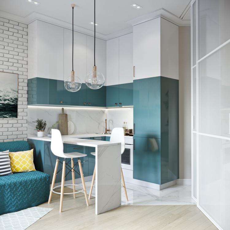 Маленькая квартира в морском стиле, Москва - дизайн интерьера