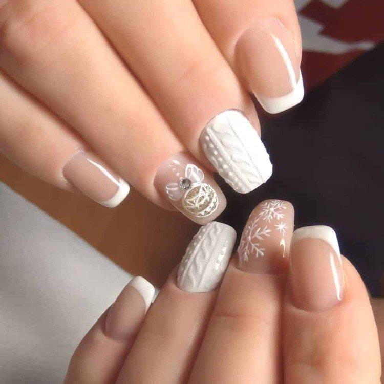 Вязаный маникюр на Новый год 2021