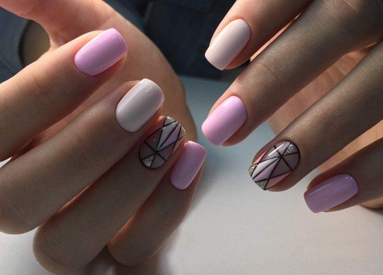 Простая геометрия - Маникюр в школу на короткие ногти