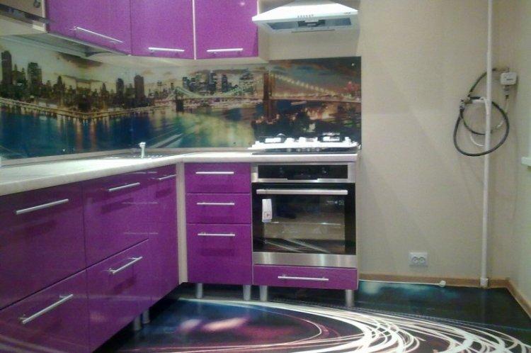 Наливные 3D-полы на кухне - фото