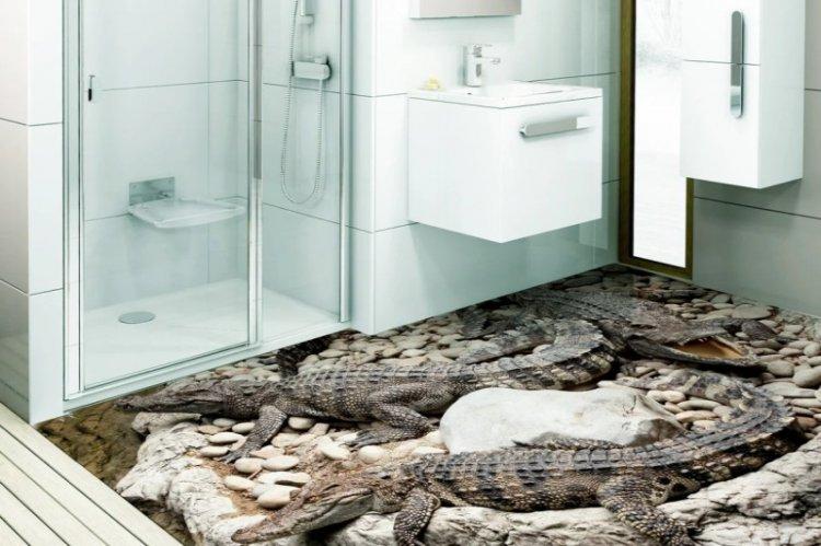 Наливные 3D-полы в ванной комнате - фото