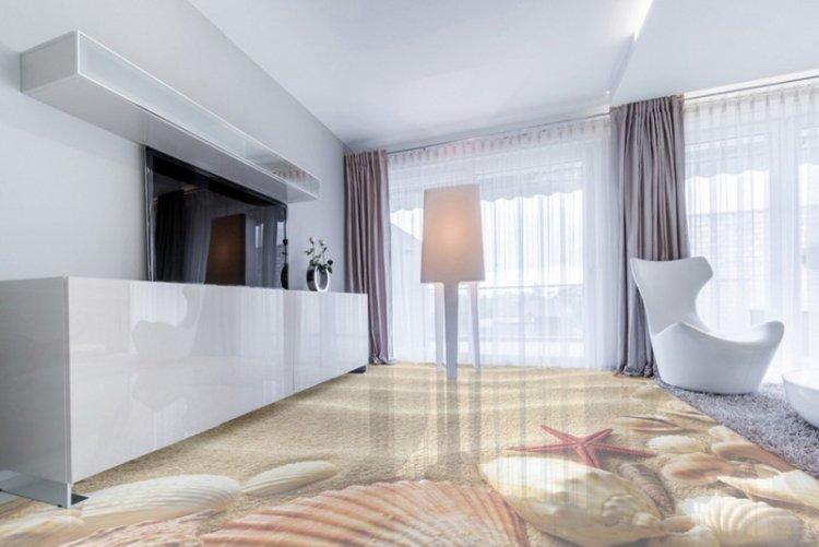 Наливные 3D-полы в гостиной - фото