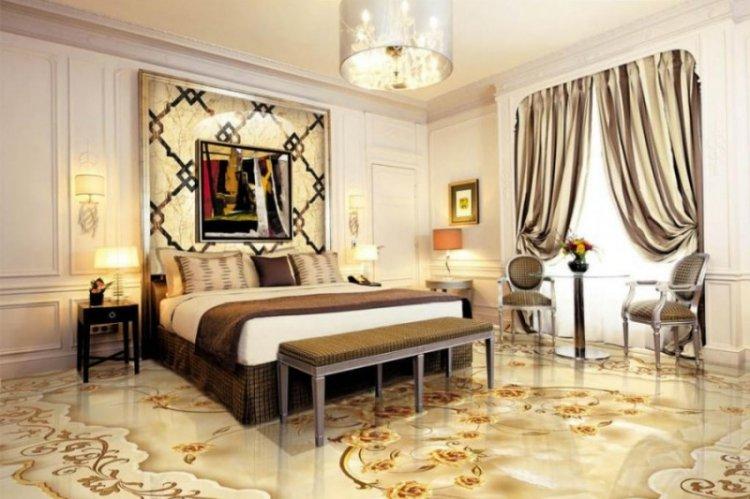 Наливные 3D-полы в спальне - фото