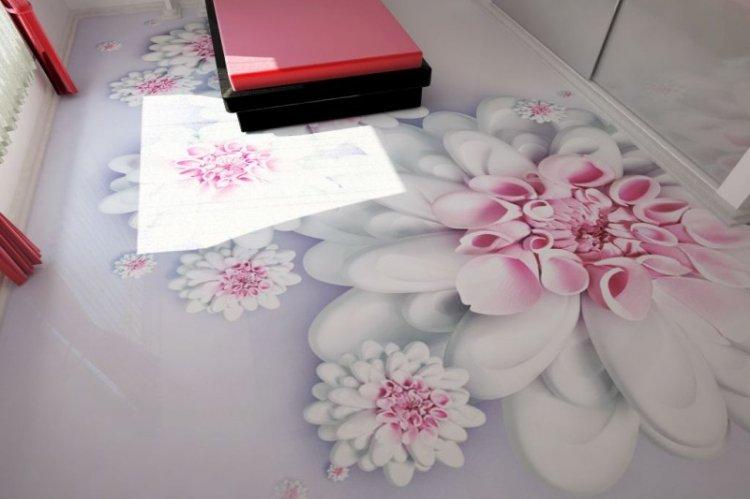 Наливные 3D-полы в спальне - фото