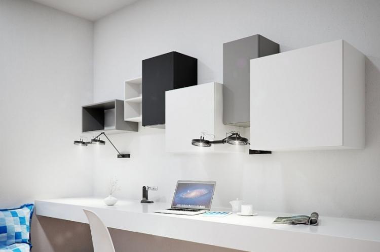 Хай-тек - Настенные полки в интерьере