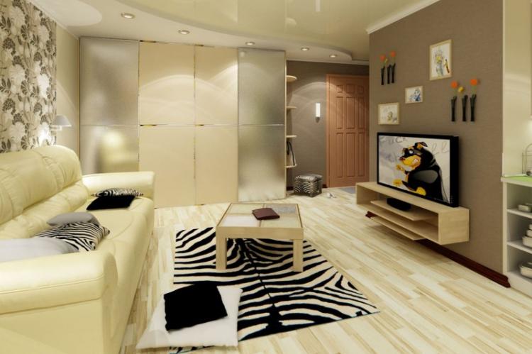 Натяжной потолок в гостиной