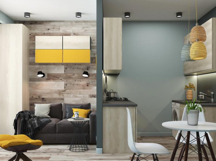 «Небесная лазурь»: Интерьер квартиры 27 кв.м.