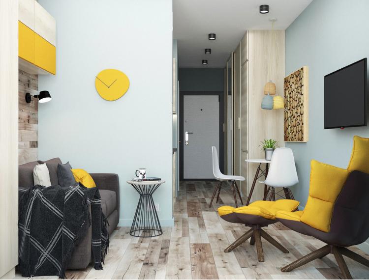 «Небесная лазурь»: Квартира 27 кв.м. - дизайн интерьера