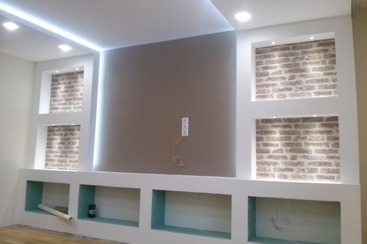 Подсветка ниши из гипсокартона под телевизор