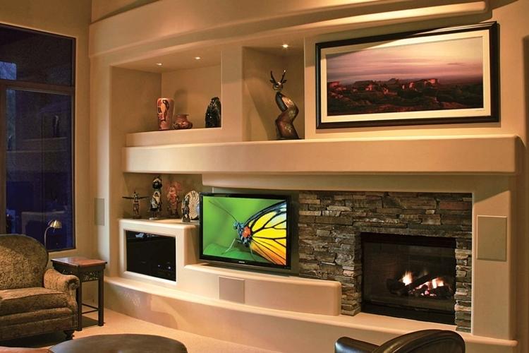 Ниша из гипсокартона под телевизор - фото